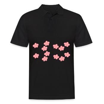 flowers blossom plant pink pattern - Men's Polo Shirt - black - Front - Kai (181cm)