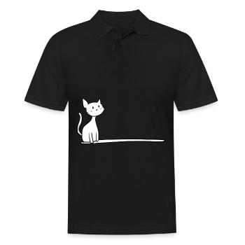 Ligne mignonne caressée par chat - Polo Homme - noir - Devant - Kai (181cm)