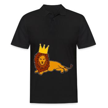 Lion with Crown King Majestic - Men's Polo Shirt - black - Front - Kai (181cm)