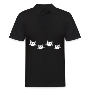 Katze mit blauem Herz Tier liebe lila - Männer Poloshirt - Schwarz - Vorne - Kai (181cm)