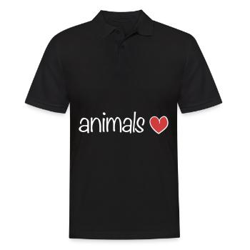 tiere herz tierliebe text - Männer Poloshirt - Schwarz - Vorne - Kai (181cm)