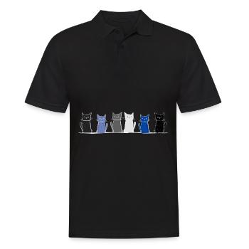 Chats Animaux Ligne Animal Chat Animal de compagnie - Polo Homme - noir - Devant - Kai (181cm)