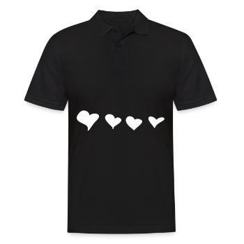Quatre coeurs symbole amour coeur - Polo Homme - noir - Devant - Kai (181cm)