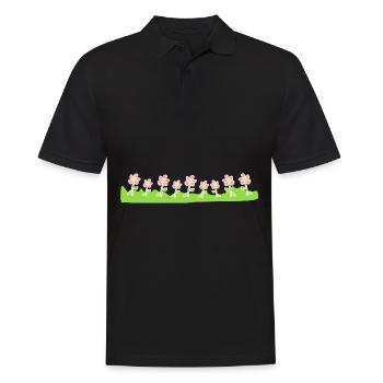 Grass Line Symbol Shape Flowers Flower - Men's Polo Shirt - black - Front - Kai (181cm)