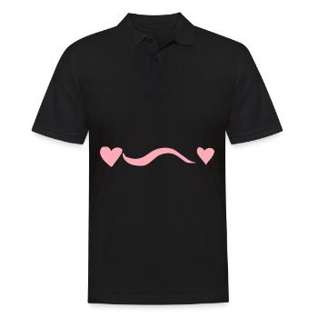 Ligne Rose Deux Coeurs Coeur Rose - Polo Homme - noir - Devant - Kai (181cm)