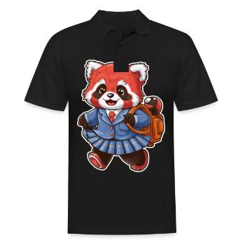 Panda Kawaii Rouge Portant Un Uniforme Scolaire - Polo Homme - noir - Devant - Kai (181cm)