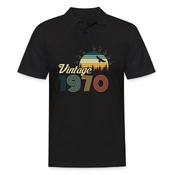 Cadeau vintage rétro anniversaire des années 1970 - Polo Homme - noir - Devant - Kai (181cm)