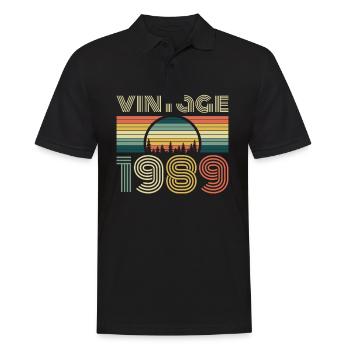 Vintage 1989 Vintage 1989 Anniversaire Rétro Vintage - Polo Homme - noir - Devant - Kai (181cm)