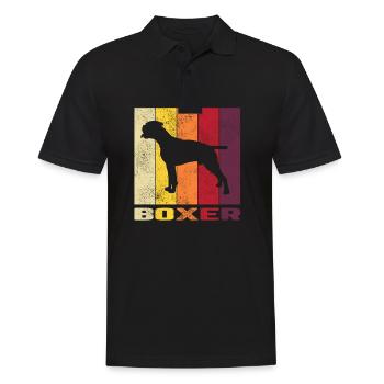 Boxer Hund Hunde Retro Hundesport Geschenk - Männer Poloshirt - Schwarz - Vorne - Kai (181cm)