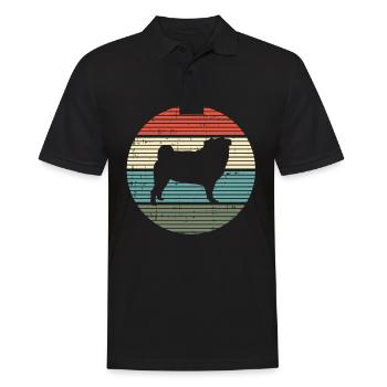 Mops Retro Hund Hundeliebhaber Hundeliebe Geschenk - Männer Poloshirt - Schwarz - Vorne - Kai (181cm)