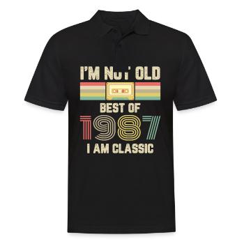 Vintage 1987 Anniversaire Retro Cassette Cadeau - Polo Homme - noir - Devant - Kai (181cm)