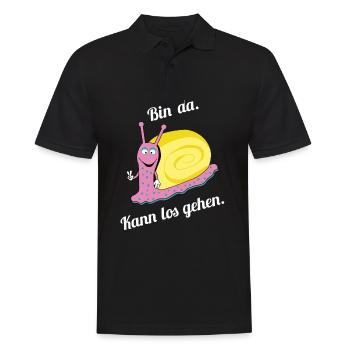 Geschenk Garten Schnecke Bin da kann losgehen - Männer Poloshirt - Schwarz - Vorne - Kai (181cm)