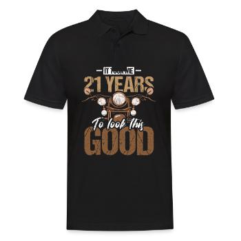 21ème anniversaire Biker Moto Vintage Cadeau - Polo Homme - noir - Devant - Kai (181cm)