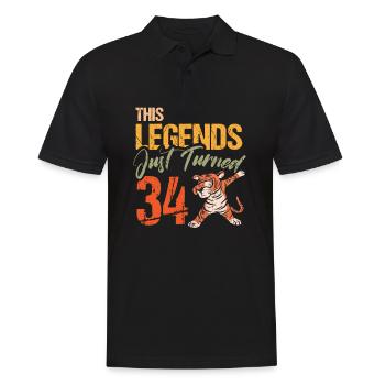 34. Geburtstag Tiger Katze Tiere Löwe Geschenk - Männer Poloshirt - Schwarz - Vorne - Kai (181cm)