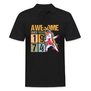 Anniversaire 1974 74 Licorne Dab Vintage Cadeau - Polo Homme - noir - Devant - Kai (181cm)