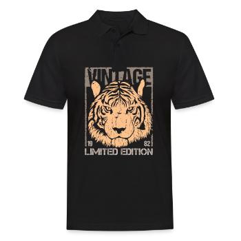 Anniversaire 1982 82 Tiger Big Cat Cadeau - Polo Homme - noir - Devant - Kai (181cm)
