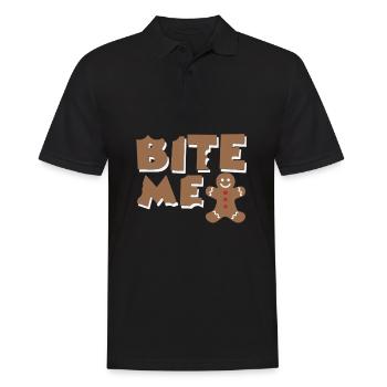 bite me - Männer Poloshirt - Schwarz - Vorne - Kai (181cm)
