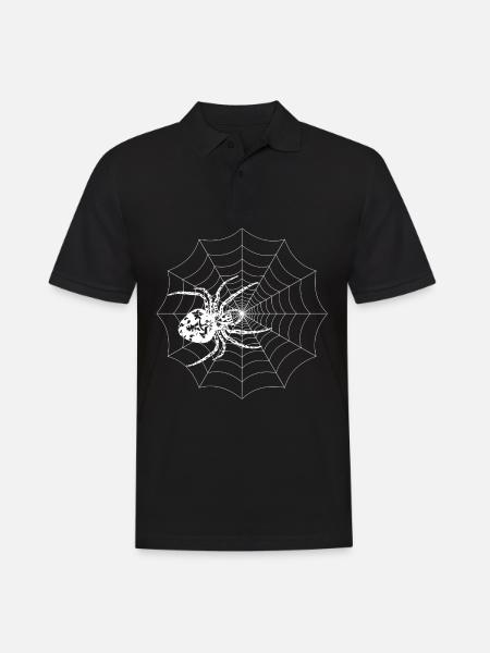 Spinnennetz Skizze mit Spinne - Männer Poloshirt - Schwarz