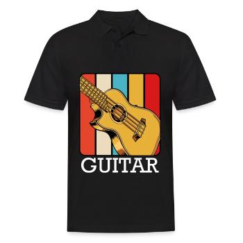 Retro guitar design with color stripes - Men's Polo Shirt - black - Front - Kai (181cm)