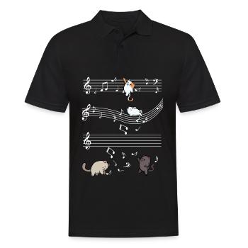 Cat music on staves - Men's Polo Shirt - black - Front - Kai (181cm)
