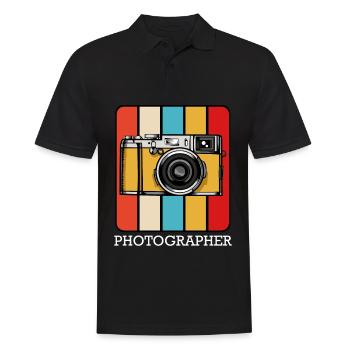 Retro Kamera Pop Art Block - Männer Poloshirt - Schwarz - Vorne - Kai (181cm)