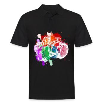 Farbenfrohe Kamera Kunst - Männer Poloshirt - Schwarz - Vorne - Kai (181cm)