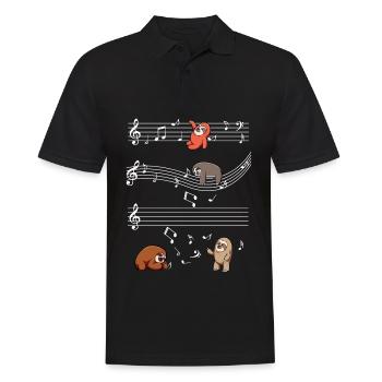 Musiksloths auf Notenbalken - Männer Poloshirt - Schwarz - Vorne - Kai (181cm)