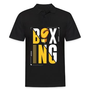 Boxing Typography with Glove Graphics - Men's Polo Shirt - black - Front - Kai (181cm)
