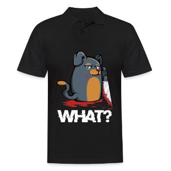 Grimmiges Hunde Haustier mit Messer - Männer Poloshirt - Schwarz - Vorne - Kai (181cm)