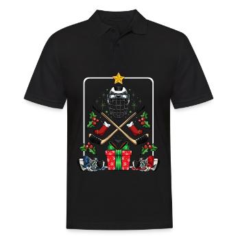 Hockey Weihnachten Helm Sticks - Männer Poloshirt - Schwarz - Vorne - Kai (181cm)