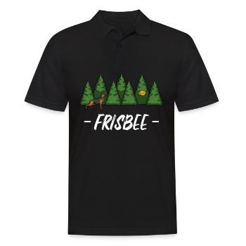 Waldhund Frisbee im Grün - Männer Poloshirt - Schwarz - Vorne - Kai (181cm)