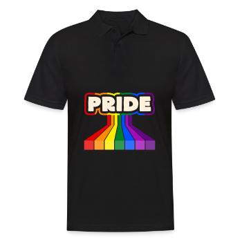 Pride Regenbogen Block-Design - Männer Poloshirt - Schwarz - Vorne - Kai (181cm)