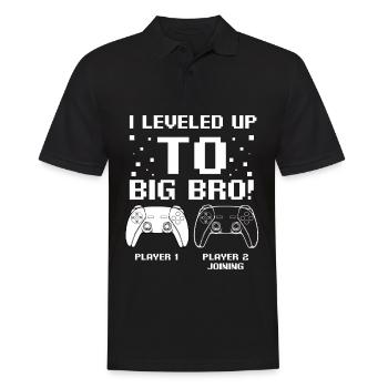 I Leveled Up to Big Bro! - Männer Poloshirt - Schwarz - Vorne - Kai (181cm)