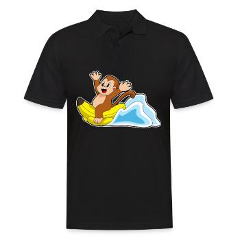 Affe Banane - Männer Poloshirt - Schwarz - Vorne - Kai (181cm)
