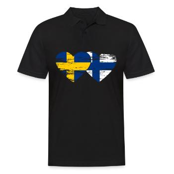Suède Finlande Drapeau Coeur utilisé - Polo Homme - noir - Devant - Kai (181cm)