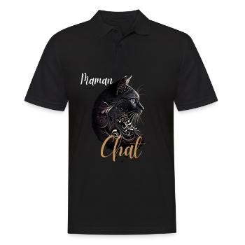 Chat Maman Ornemental Noir Doré - Polo Homme - noir - Devant - Kai (181cm)