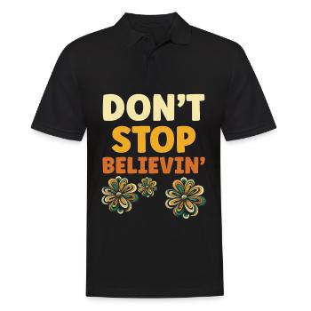 Blütenmuster mit Positiv-Slogan - Männer Poloshirt - Schwarz - Vorne - Kai (181cm)