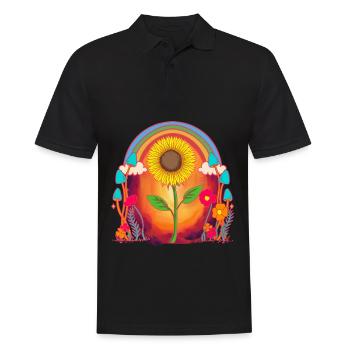 Sonnenblume Sonnenblumen Sonnenuntergang Natur - Männer Poloshirt - Schwarz - Vorne - Kai (181cm)