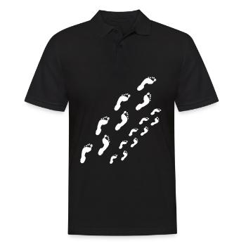 Mama Papa Sohn Tochter Fußspuren Geschenkidee - Männer Poloshirt - Schwarz - Vorne - Kai (181cm)