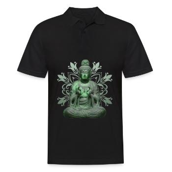 Buddhismus Meditation Yoga Spiritualität - Männer Poloshirt - Schwarz - Vorne - Kai (181cm)
