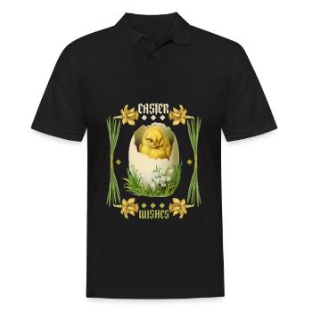 Easter, Happy Easter, Retro Vintage Egg Chicks - Men's Polo Shirt - black - Front - Kai (181cm)