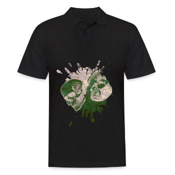 Totenkopf Skull, Yin und Yang Skull, Yin-Yang - Männer Poloshirt - Schwarz - Vorne - Kai (181cm)