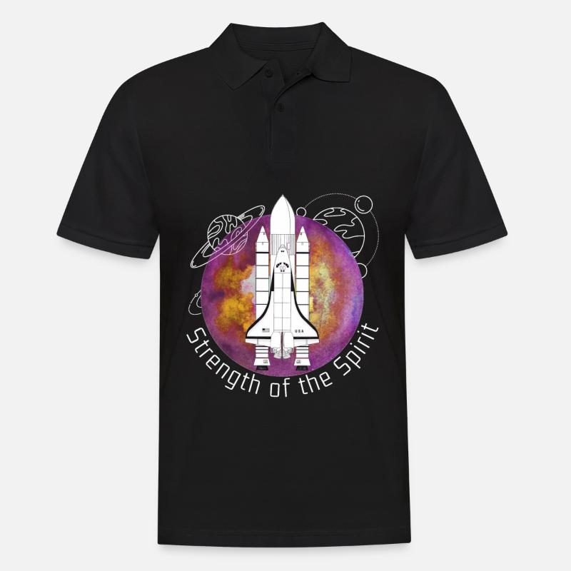 Espace, navette spatiale, planètes - Polo Homme - noir