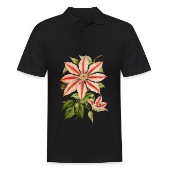 Clematis Illustration, Vintage-botanisch - Männer Poloshirt - Schwarz - Vorne - Kai (181cm)