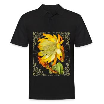 Kaktusblüte, vintage-botanische Illustration - Männer Poloshirt - Schwarz - Vorne - Kai (181cm)