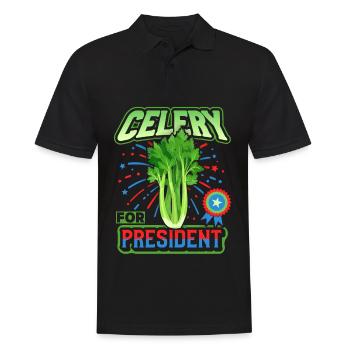 Sellerie, lustiger Spruch, Celery-For-President - Männer Poloshirt - Schwarz - Vorne - Kai (181cm)