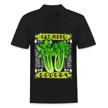 Sellerie, lustiger Spruch Eat-More-Celery - Männer Poloshirt - Schwarz - Vorne - Kai (181cm)