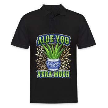 Saint-Valentin, Love-Love Aloe Vera dicton drôle - Polo Homme - noir - Devant - Kai (181cm)