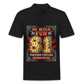 81. Geburtstag 81 Jahre Vintage-Retro Fun-Birthday - Männer Poloshirt - Schwarz - Vorne - Kai (181cm)