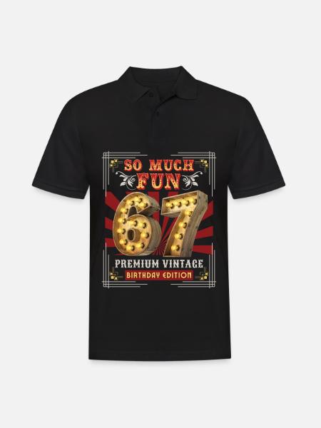 67th birthday 67 years Vintage-Retro Fun-Birthday - Men's Polo Shirt - black